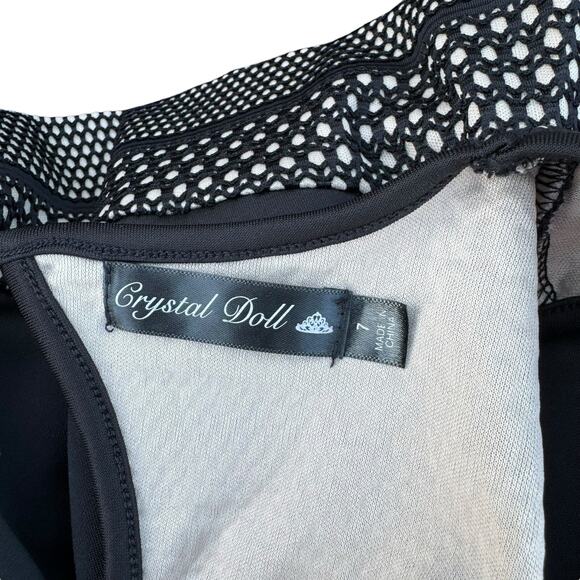 Crystal Doll Women's Black Lace Scoop Neck Sleeveless A-Line Fit & Flare Dress 7 - Picture 6 of 6